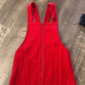 Corduroy Red Overall Dress